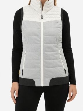 Lole ($150) Quilted Colorblock Zip-Up Puffer Vest – Grey & White